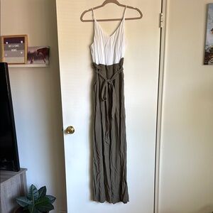 Elegant White and Olive Jumpsuit